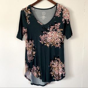 Maurices Forest Green & Floral Tee